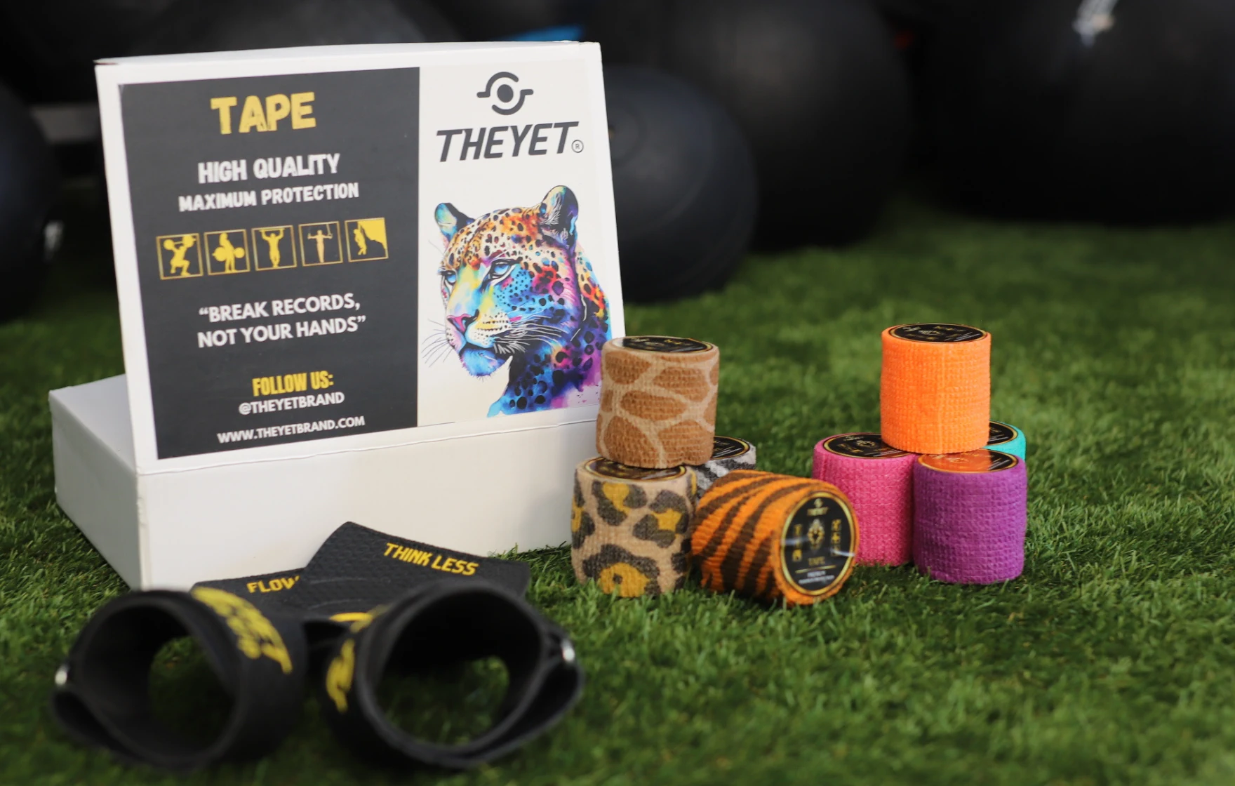 Colección de tapes deportivos THEYET en distintos colores y estampados.